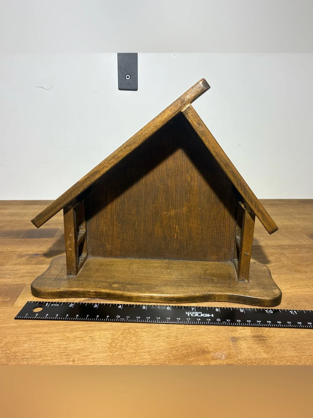 Vintage Wooden Nativity Stable Creche Manger Rustic Christmas Decor 10.5”
